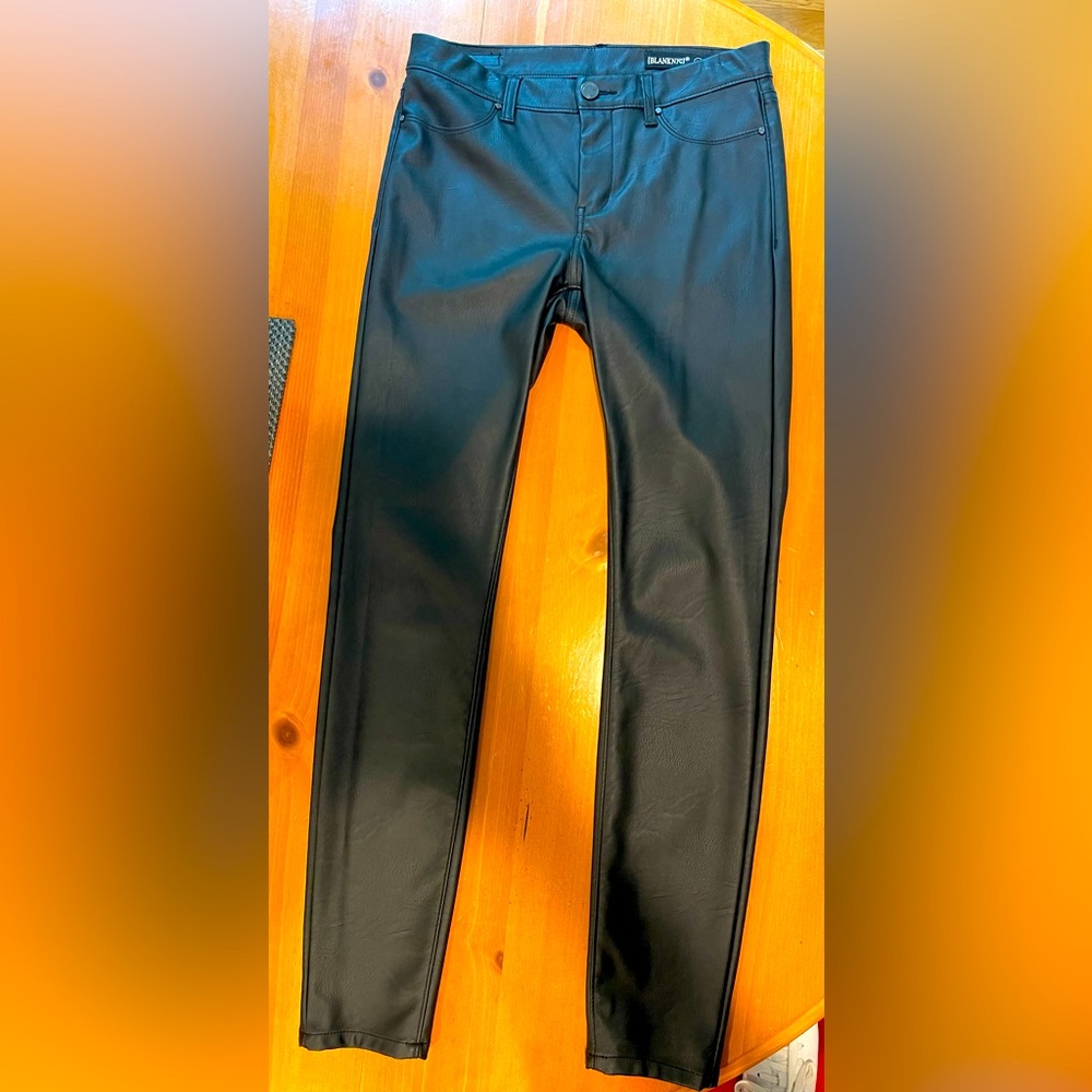 Black faux leather jeans